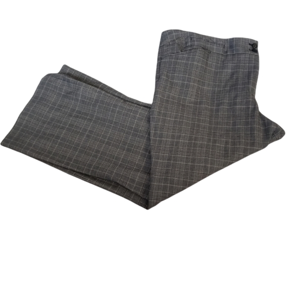 Lane Bryant Gray Plaid Womens Wide Leg Trousers Button up Zip Closure Size 24 - Picture 3 of 7
